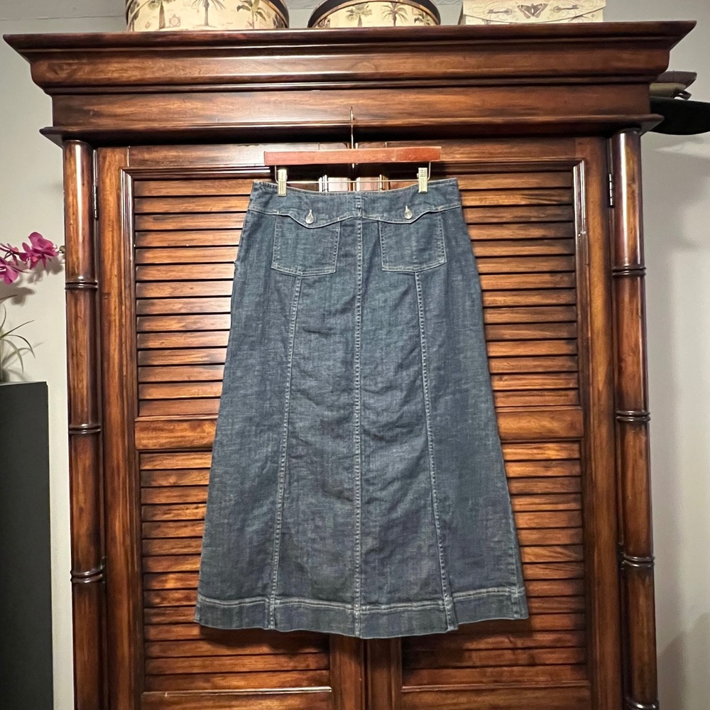 Vintage Liz Claiborne Denim Maxi Skirt Size 12 Prairie Western Cottagecore Boho - Picture 2 of 13